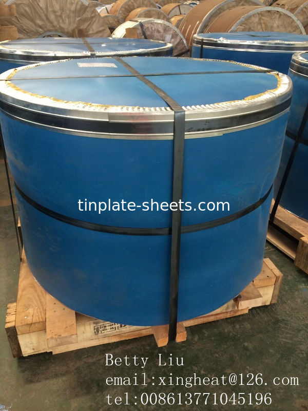 لفائف الصفيح الصفيح للعبوات الغذائية وأكثر 0.15-0.49mm سمك 600-986mm عرض 4-8MT لكل لفائف JIS G3303 EN10202 ASTM624 متوافقة